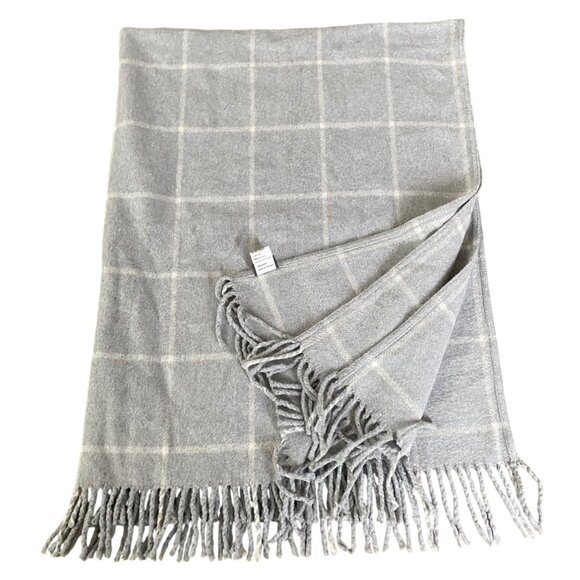 Roca Home Gray Geometric Cotton Blend Blanket 50" X 67" Made In Portugal - Picture 2 of 7